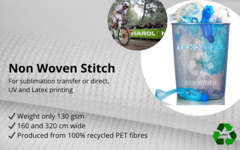 Non Woven stitch +AS 130, +/- 130 g/m2
For subli transfer & direct, UV and Latex
anti-peeling & anti-static treatment
3,20 x +/- 75 m